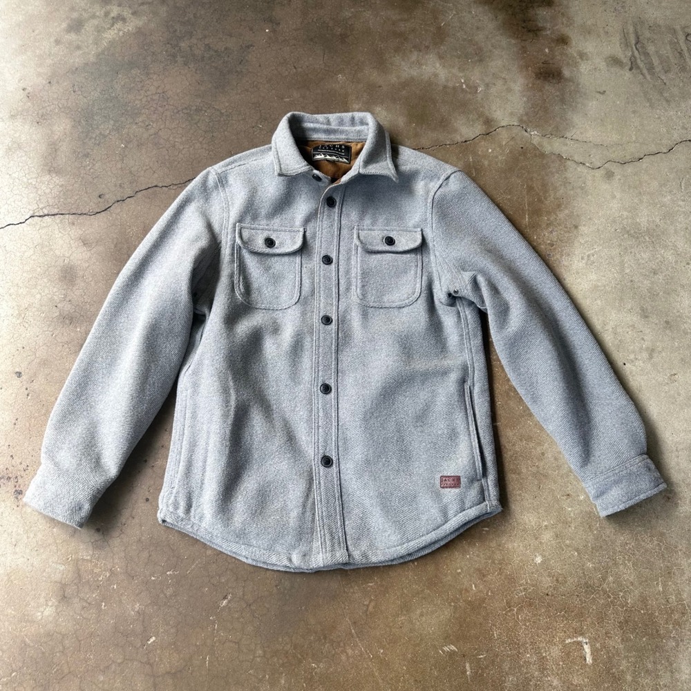 Jachs NY Shirt Jacket Mens Small Gray Wool Fleece Corduroy Lined Outdoor